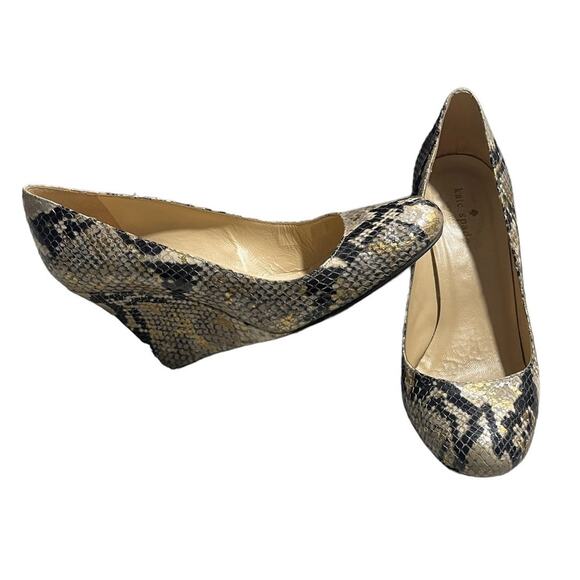 Kate Spade New York Wedge Heels Snake Skin Womens Size 7 B Italy Reptile Leather - Picture 1 of 11